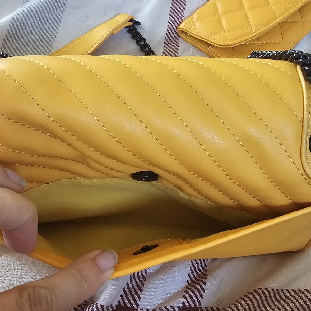 Badgley Mischka Yellow Quilted Crossbody Bag